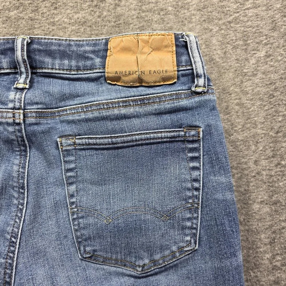 American Eagle Jeans Mens 29x32 Blue Airflex Temp Tech Athletic Skinny Ripped